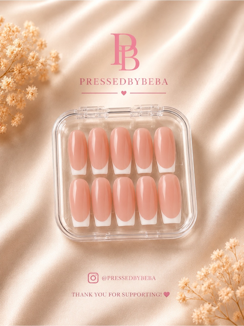 PressedByBeba Nude Pink French Press-On Nails
Clear